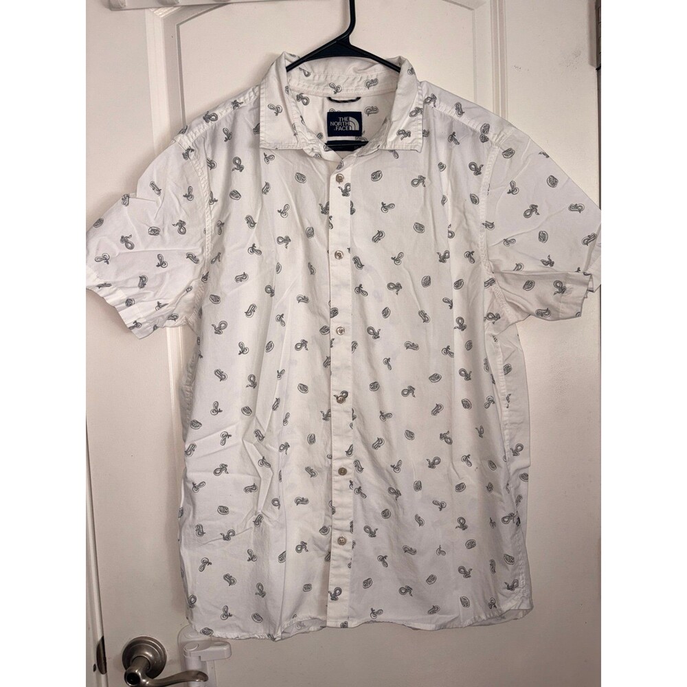 The North Face White Button UP Shirt with Snakes Mens XL EUC‎